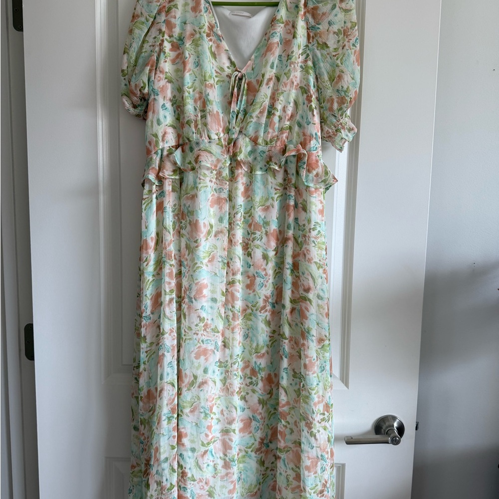 LC Lauren Conrad Floral Dress with Puff Sleeves